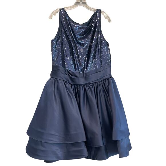 JVN Embellished Fit & Flare Skirt Cocktail Dress Girl's Size 20 Navy JVN37597 - Picture 4 of 8
